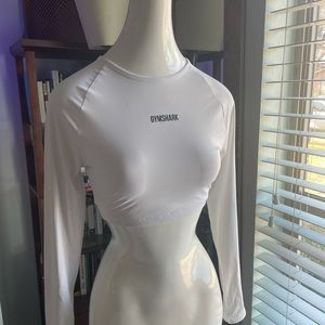 Gym shark crop long sleeve white